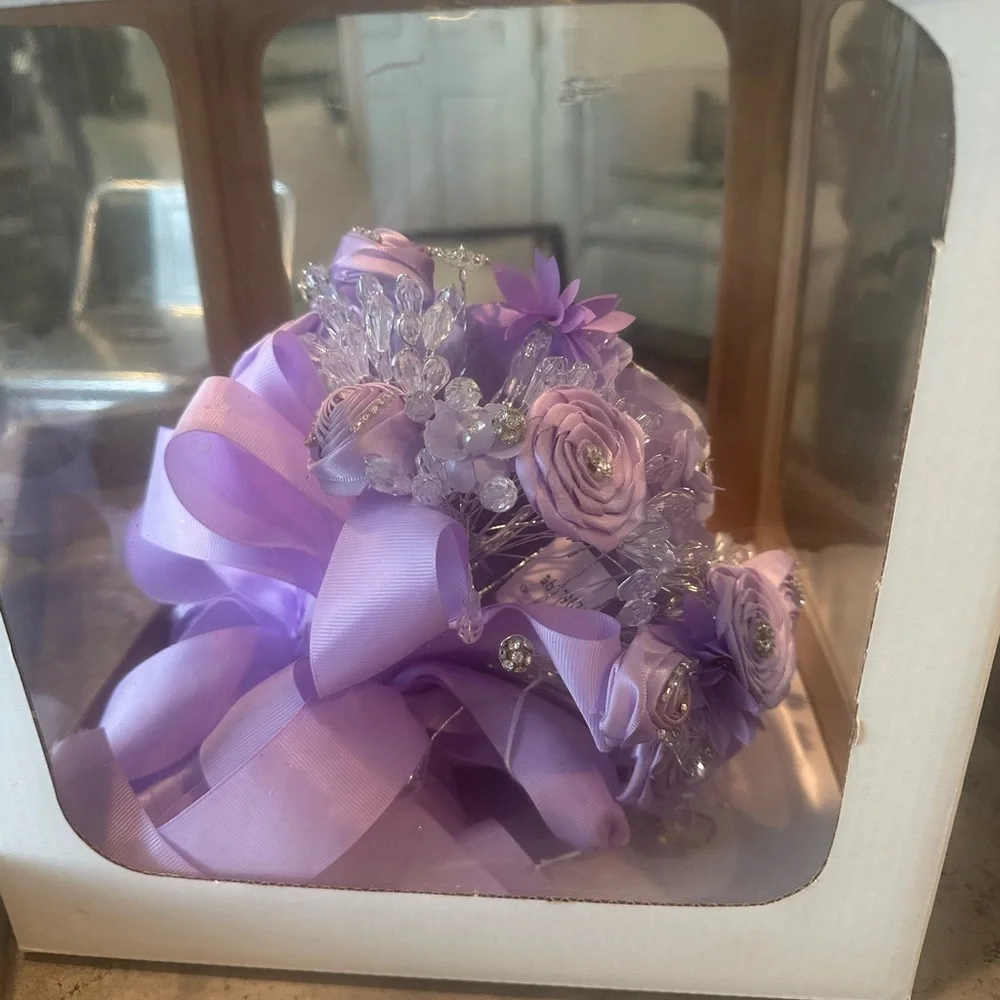 Lavender wedding bouquet with, Grooms boutonniere. - Picture 10 of 11